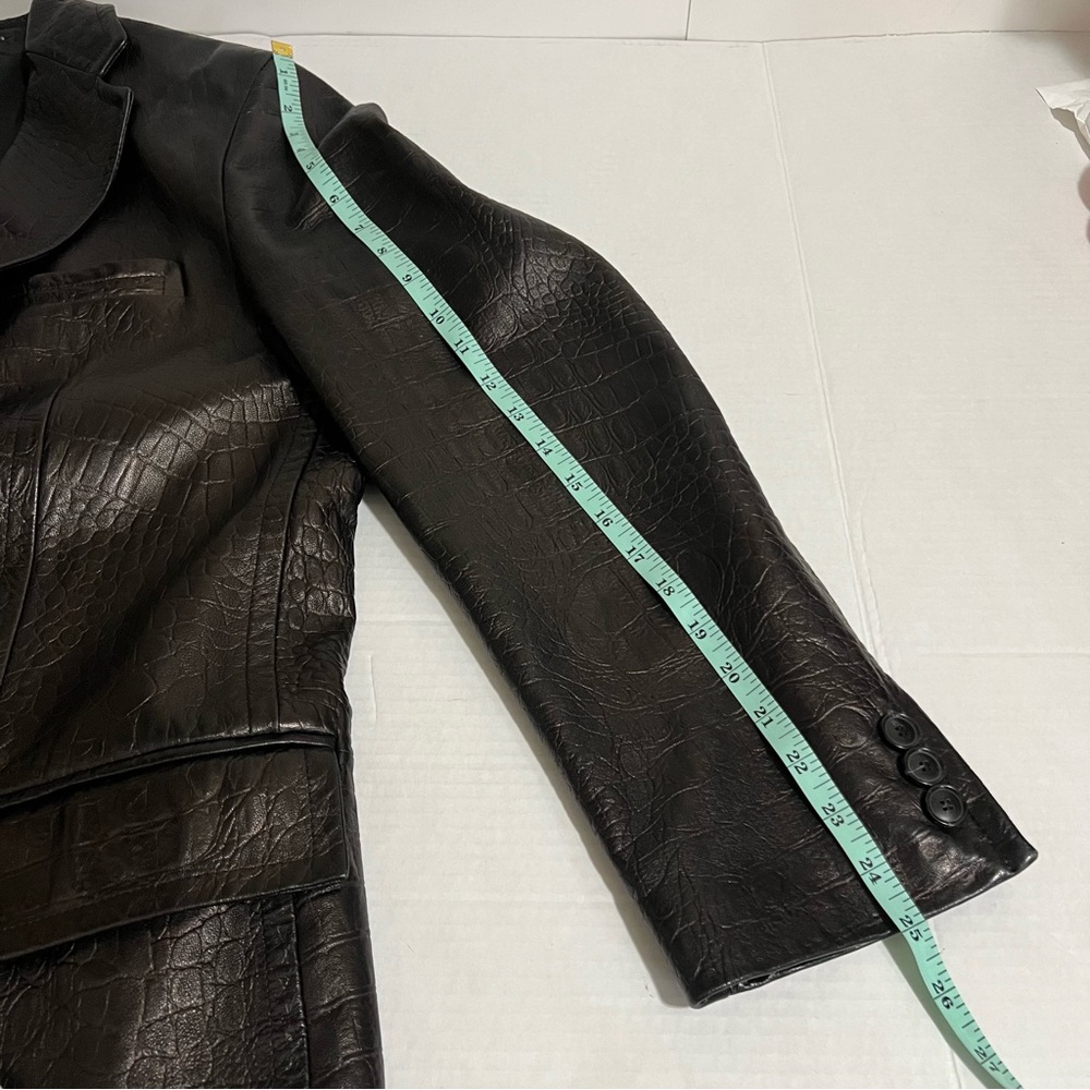 Boss Hugo Boss Leather Crocodile Pattern Brown Blazer - Picture 12 of 12